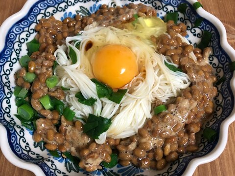 納豆卵素麺